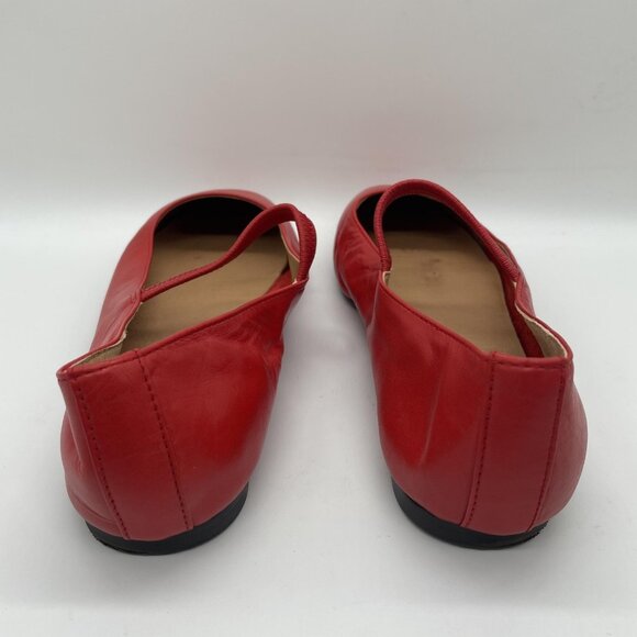 Madewell Shoes Greta Womens Size 8 Red Leather Square Toe Flats Mary Jane Ballet - Picture 8 of 14